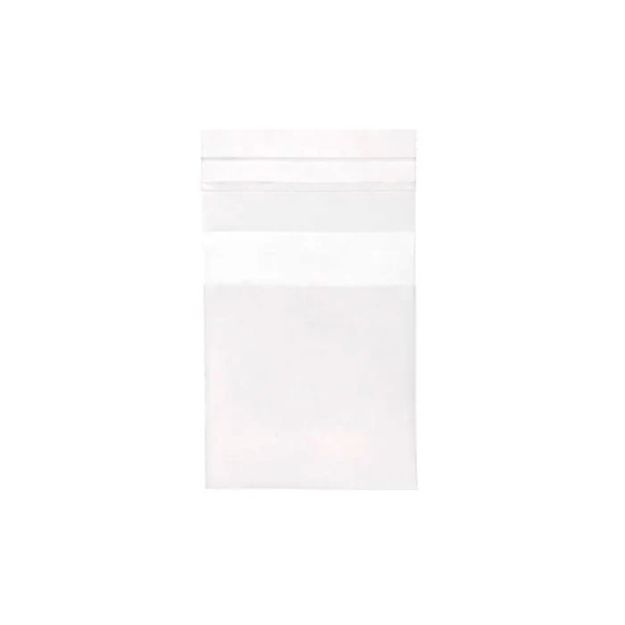 Plastpåsar 4,1x3,8cm Transparent med Tejpremsa (100 st) [B1X1]