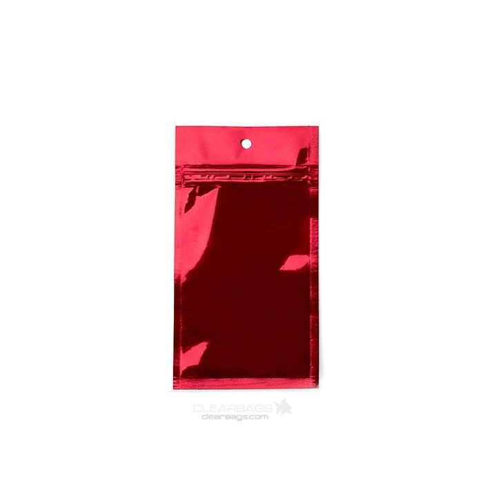 Blixtlåspåsar Röd 7,6x11,4cm Metalliserad (100 st) [HZBB3MR]