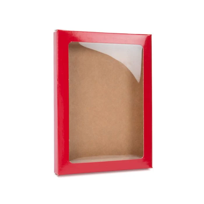 Papperslådor med Fönster Röd 12,5x1,5x16,8cm (25 st) [WGRG2]