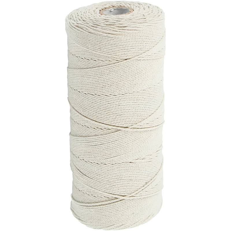 Makramésnöre, L: 315 M, tjocklek 1 mm, Tunn kvalitet 12/12, ljusnatur, 220 g/ 1 nystan [HOB-41572]
