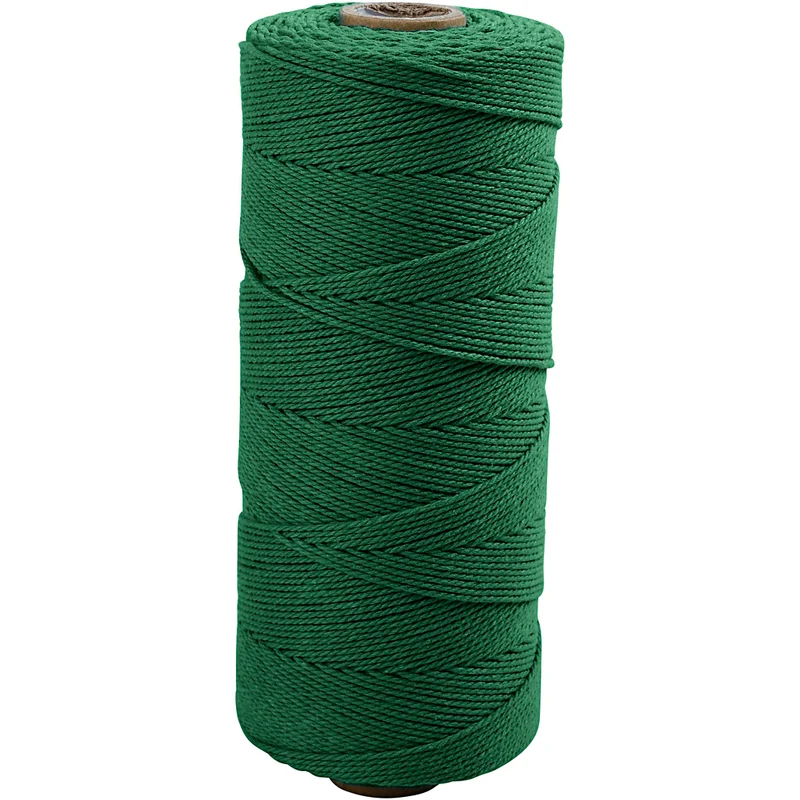 Makramésnöre, L: 315 M, tjocklek 1 mm, Tunn kvalitet 12/12, grön, 220 g/ 1 nystan [HOB-41516]