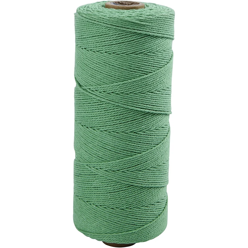Makramésnöre, L: 315 M, tjocklek 1 mm, Tunn kvalitet 12/12, ljusgrön, 220 g/ 1 nystan [HOB-41514]