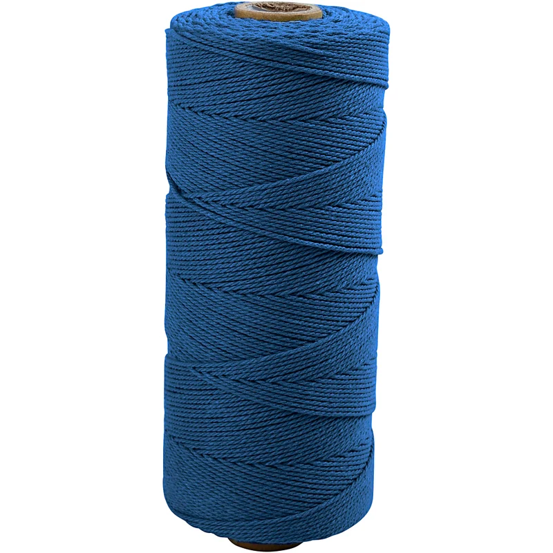 Makramésnöre, L: 315 M, tjocklek 1 mm, Tunn kvalitet 12/12, blå, 220 g/ 1 nystan [HOB-41512]