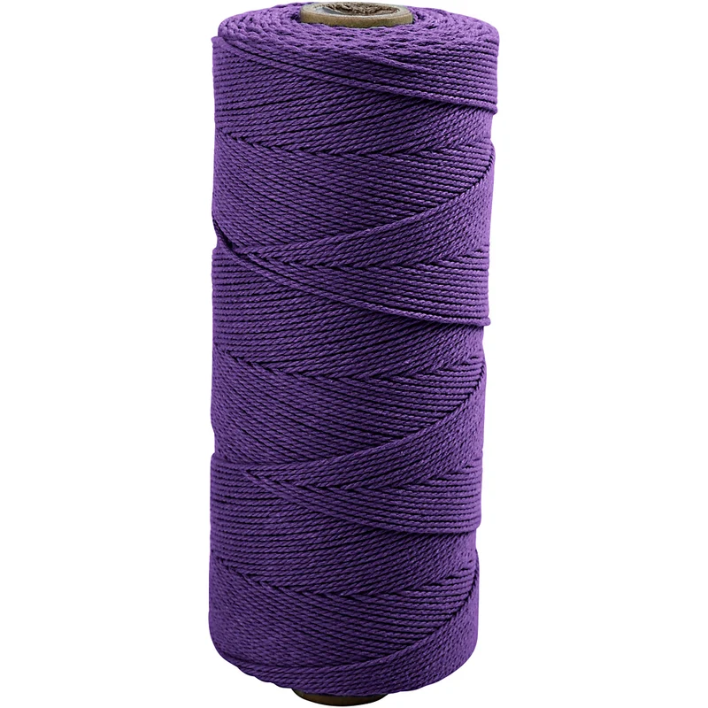 Makramésnöre, L: 315 M, tjocklek 1 mm, Tunn kvalitet 12/12, violet, 220 g/ 1 nystan [HOB-41510]