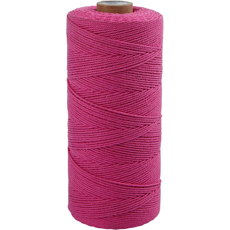 Makramésnöre, L: 315 M, tjocklek 1 mm, Tunn kvalitet 12/12, rosa, 220 g/ 1 nystan [HOB-41508]