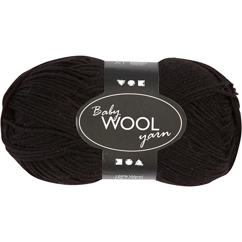 Babygarn, L: 172 M, svart, 50 g/ 1 nystan [HOB-41348]