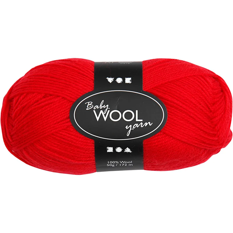 Babygarn, L: 172 M, röd, 50 g/ 1 nystan [HOB-41327]