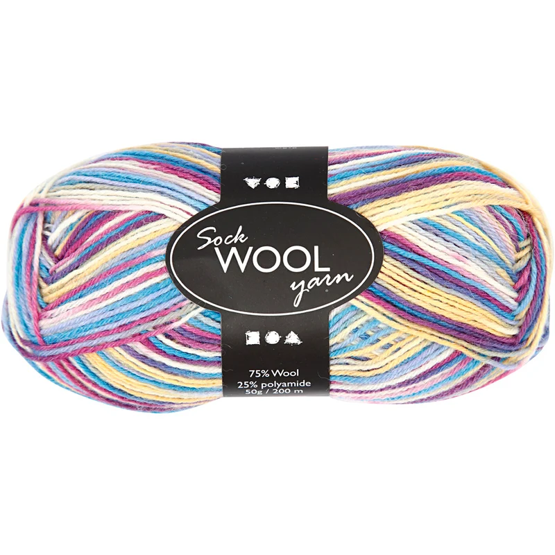 Strumpgarn, L: 200 M, lila/pink harmoni, 50 g/ 1 nystan [HOB-41317]