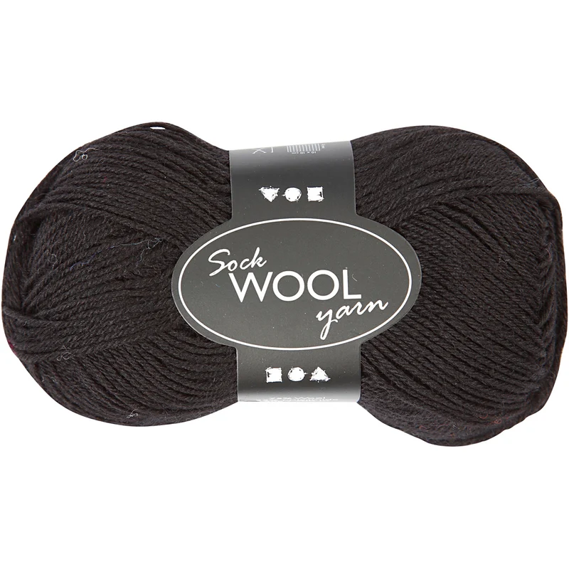 Strumpgarn, L: 200 M, svart, 50 g/ 1 nystan [HOB-41315]