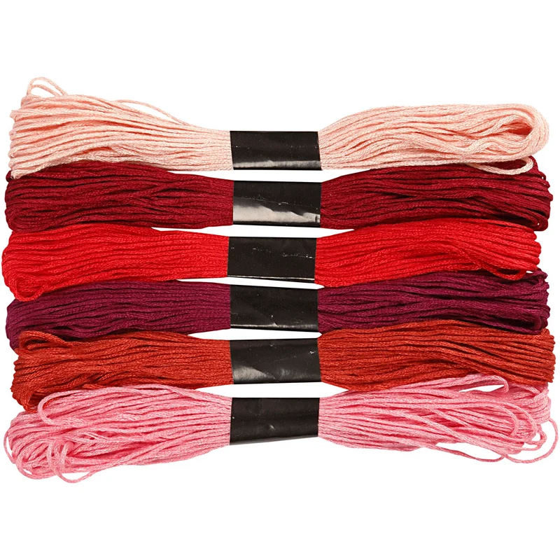 Broderitråd, tjocklek 1 mm, röd harmoni , 6 bunt/ 1 förp. [HOB-412750]