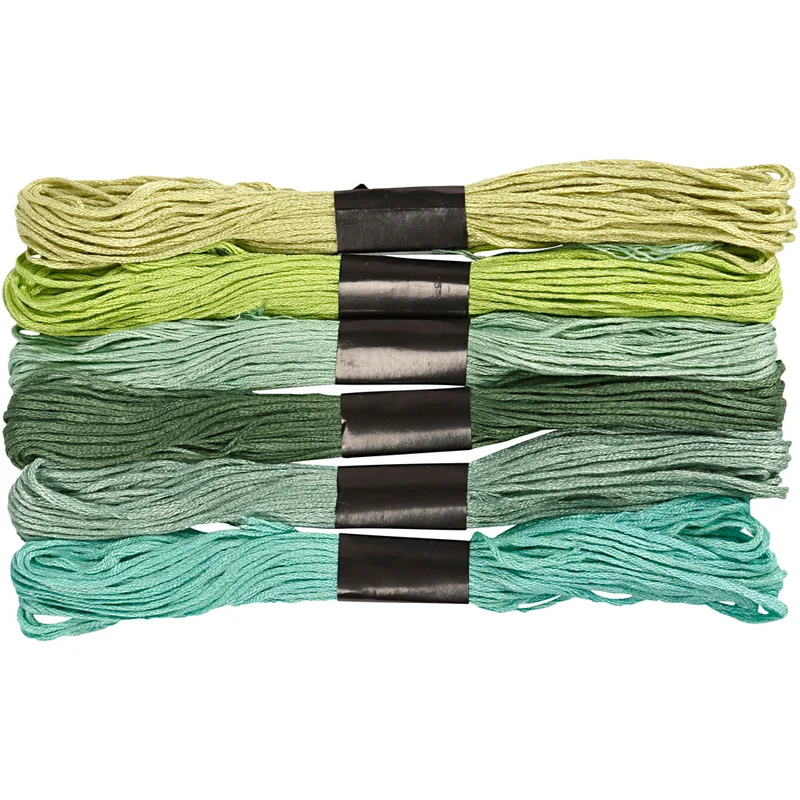 Broderitråd, tjocklek 1 mm, grön, 6 bunt/ 1 förp. [HOB-412740]