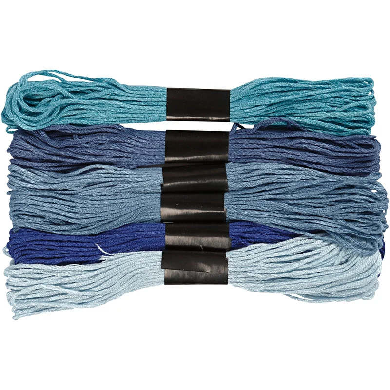 Broderitråd, tjocklek 1 mm, blå harmoni, 6 bunt/ 1 förp. [HOB-412710]