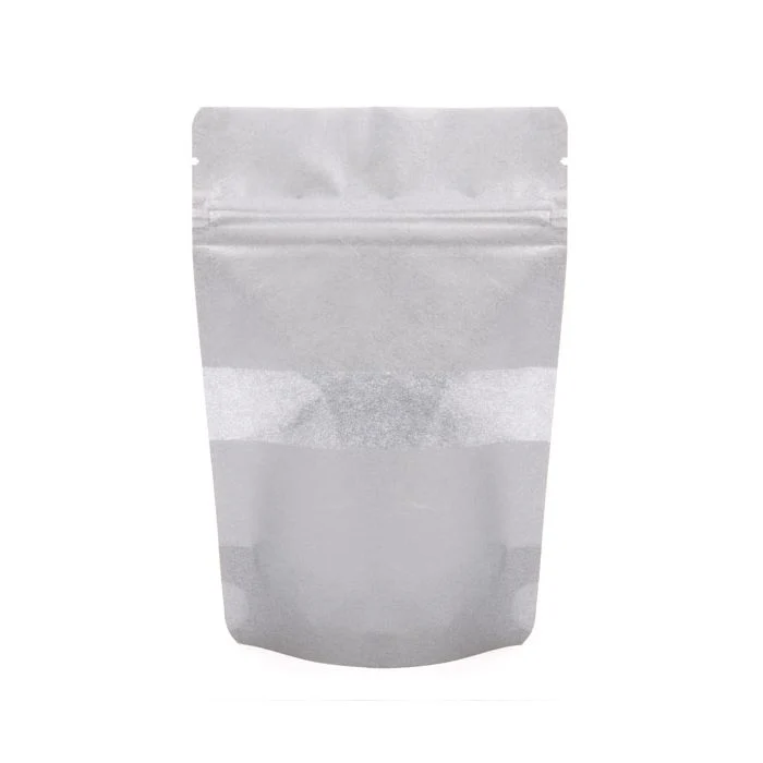 Stå upp påsar Rispapper Silver med Fönster 13x8x20,5cm | 113 gram (100 st) [ZBGR3S]