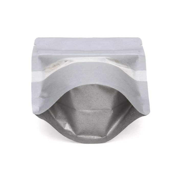Stå upp påsar Rispapper Silver med Fönster 10,2x6x15,2cm | 57 gram (100 st) [ZBGR2S]