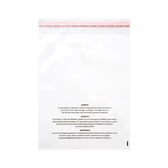 Plastpåsar med Kvävningsvarning 15,2x22,9cm Transparent med Tejpremsa (100 st) [PFW169]