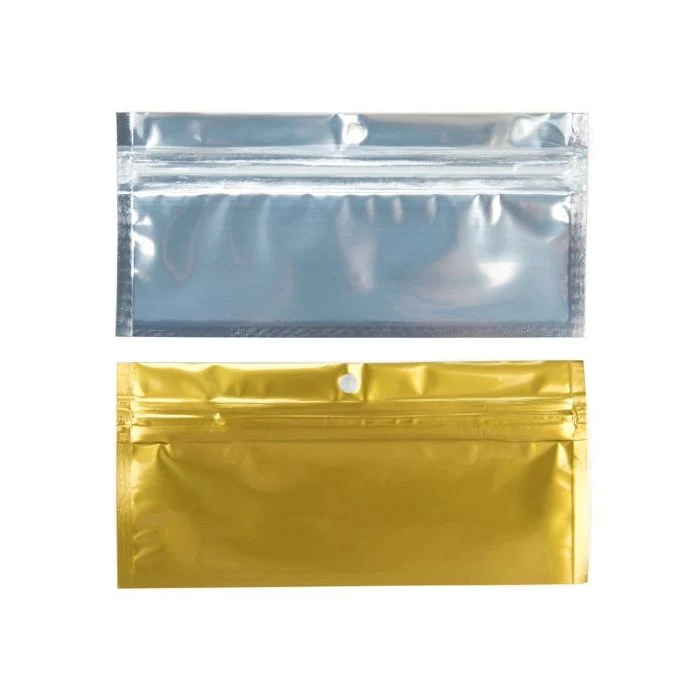 Blixtlåspåsar Transparent/Guld 14x4,5cm (100 st) [HZBB8CG]
