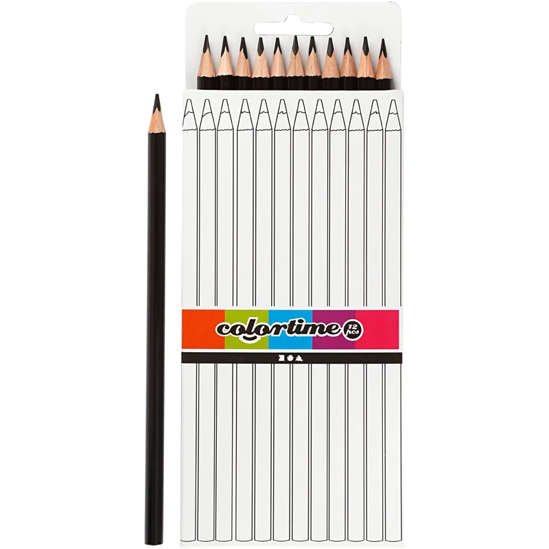 Colortime Färgblyerts, L: 17 cm, kärna 3 mm, svart, 12 st./ 1 förp. [HOB-38581]