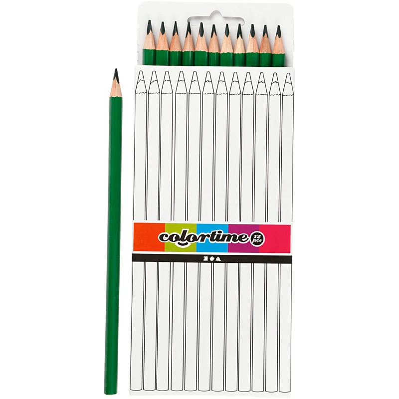 Colortime Färgblyerts, L: 17 cm, kärna 3 mm, grön, 12 st./ 1 förp. [HOB-38579]