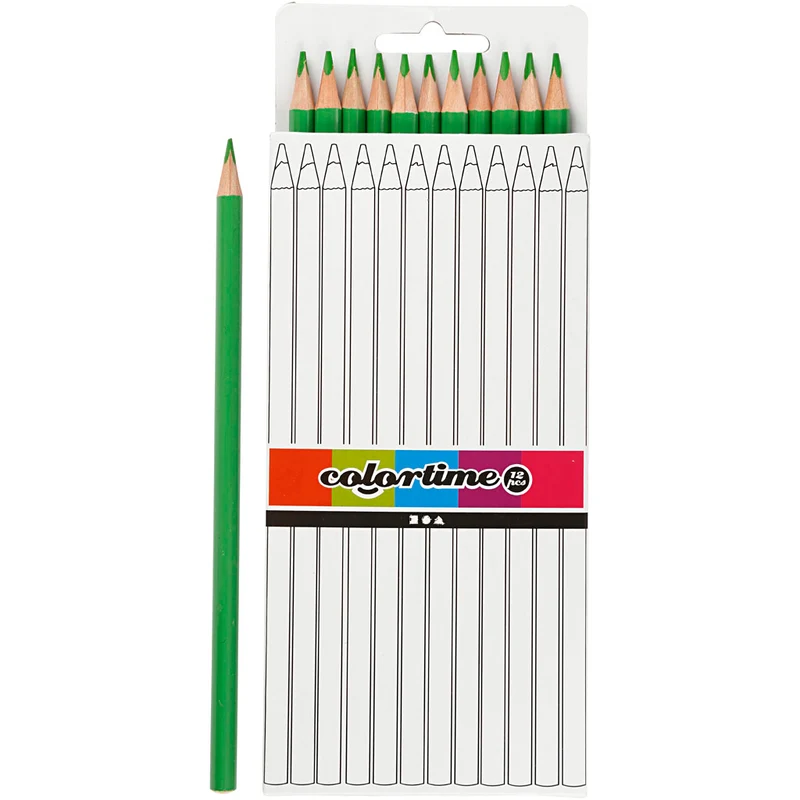 Colortime Färgblyerts, L: 17 cm, kärna 3 mm, ljusgrön, 12 st./ 1 förp. [HOB-38578]