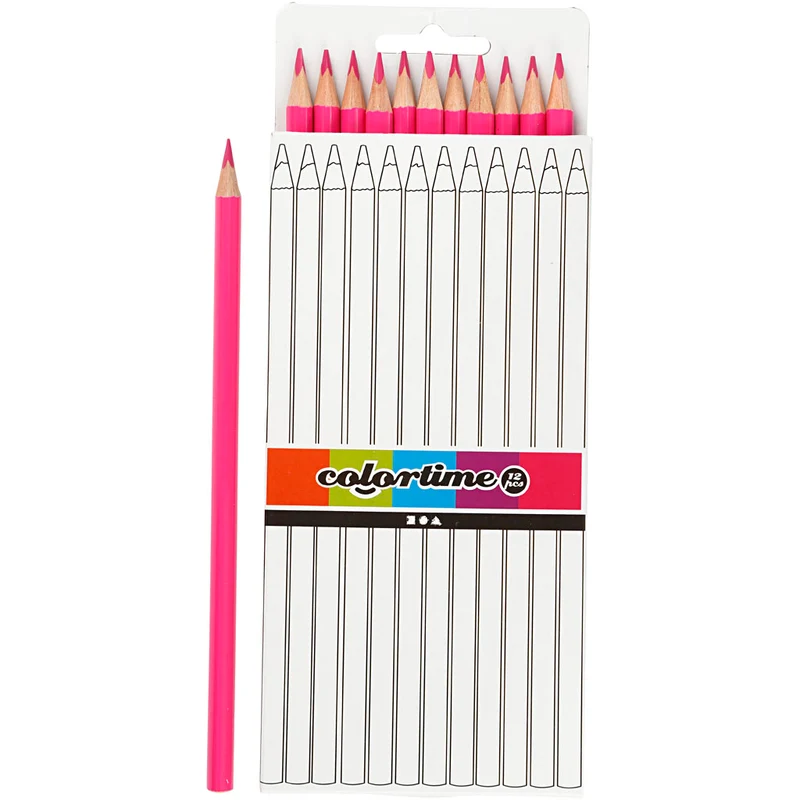 Colortime Färgblyerts, L: 17 cm, kärna 3 mm, rosa, 12 st./ 1 förp. [HOB-38573]