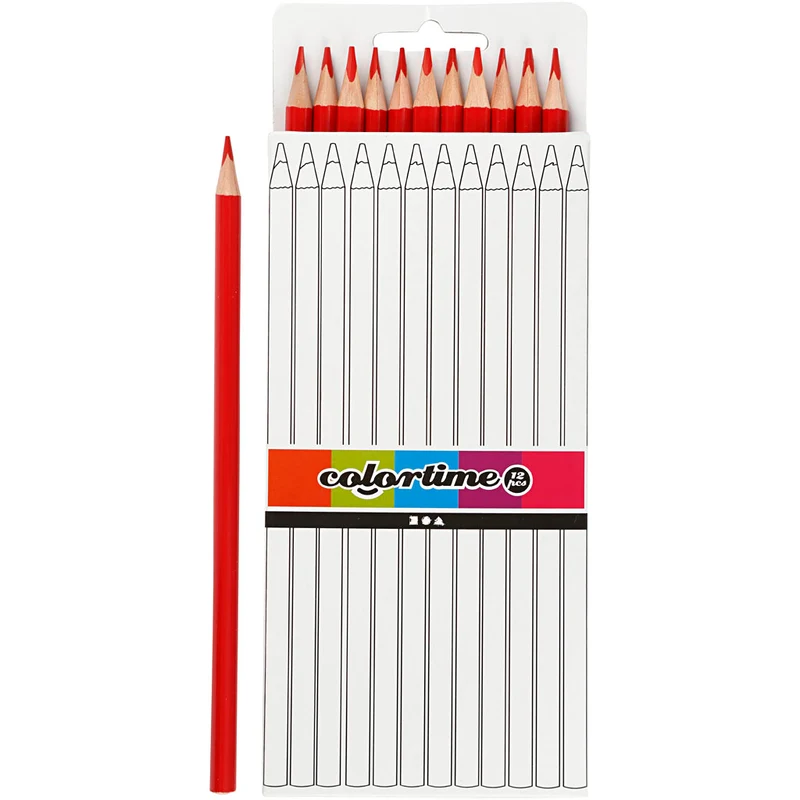 Colortime Färgblyerts, L: 17 cm, kärna 3 mm, röd, 12 st./ 1 förp. [HOB-38572]
