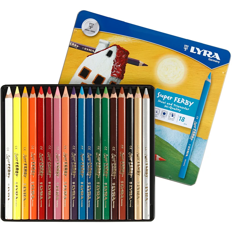 Lyra Super Ferby 1 färgpennor, L: 18 cm, kärna 6,25 mm, mixade färger, 18 st./ 1 förp. [HOB-38386]
