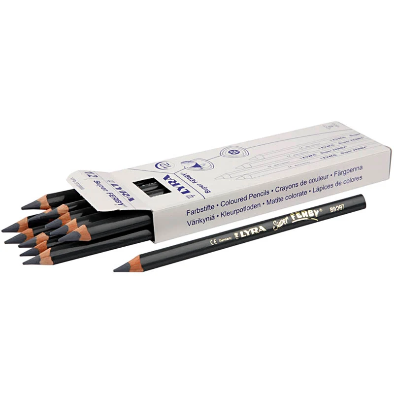 Lyra Super Ferby 1 färgpennor, L: 18 cm, kärna 6,25 mm, grå, 12 st./ 1 förp. [HOB-38369]