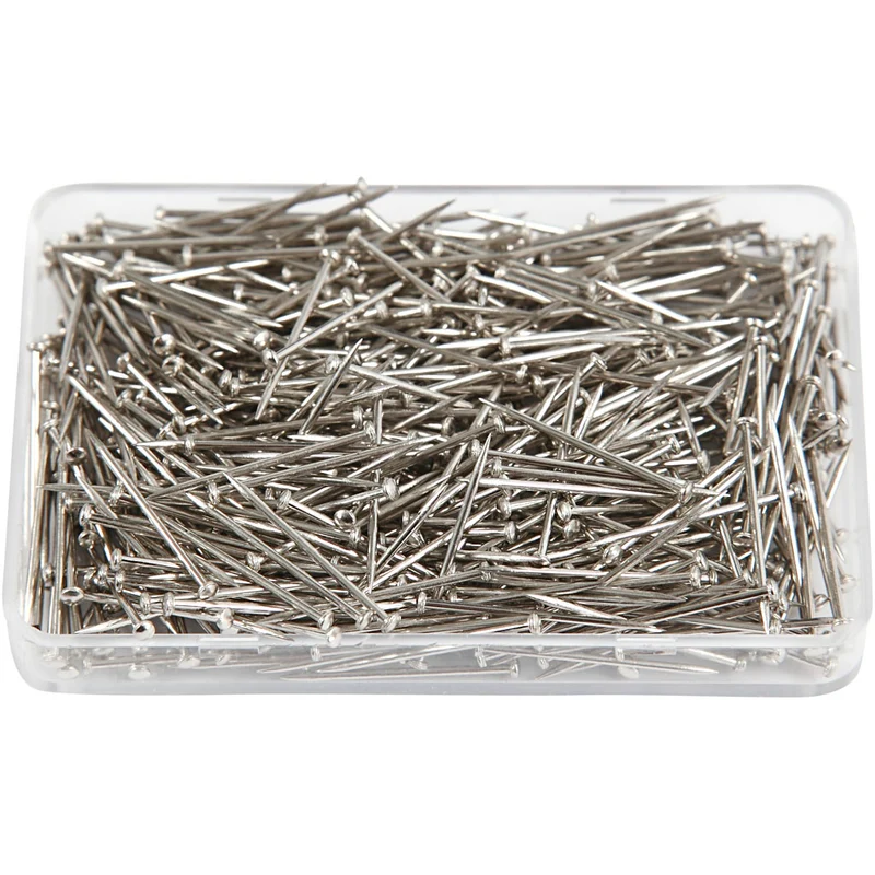 Knappnålar, L: 16 mm, tjocklek 0,65 mm, ca. 500 st., silver, 35 g/ 1 förp. [HOB-41123]