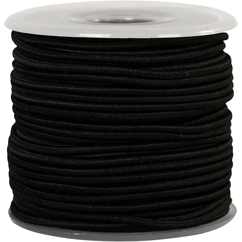 Elastisk smyckestråd, tjocklek 2 mm, svart, 25 m/ 1 rl. [HOB-410370]