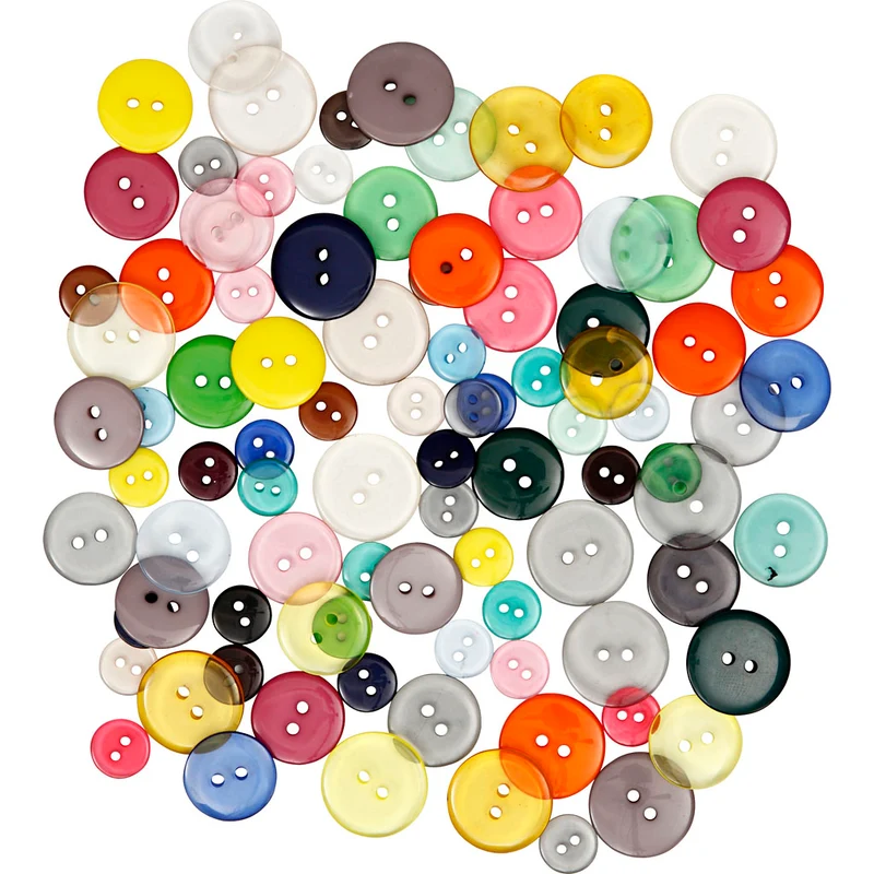 Knappar, Dia. 12+18+20 mm, mixade färger, 50 g, 100 st./ 1 förp. [HOB-403810]
