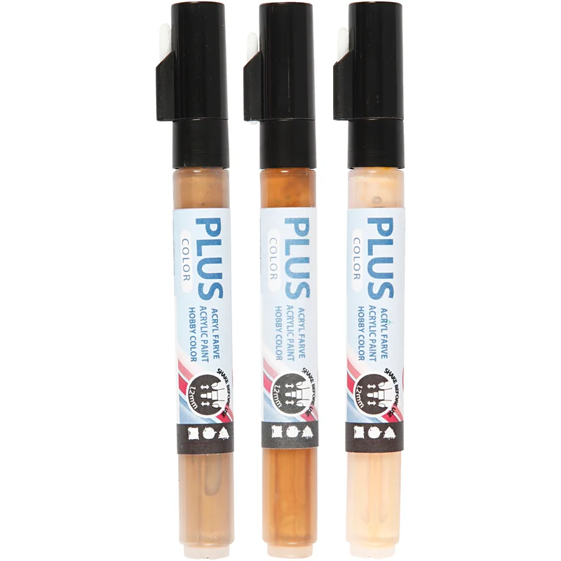 Plus Color Tusch, L: 14,5 cm, spets 1-2 mm, ivory, guld, raw sienna, 5,5 ml, 3 st./ 1 förp. [HOB-39899]