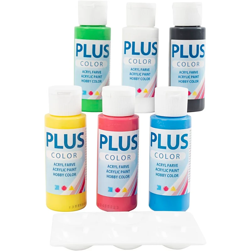 Plus Color Hobbyfärg, primärfärger, 6x60 ml/ 1 förp. [HOB-39513]