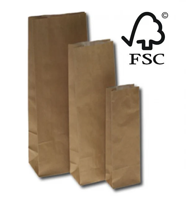Cellofanpåsar med botten Kraft Brun 8x5x25cm fettfritt fodrad 60 + 40 g/m² (100 st) [PABB825]