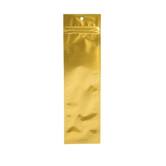 Blixtlåspåsar Guld 6,5x23cm Metalliserad (100 st) [HZBB1MG]