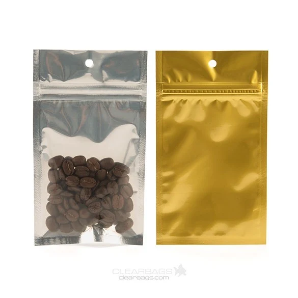Blixtlåspåsar Transparent/Guld 7,5x11,5cm (100 st) [HZBB3CG]