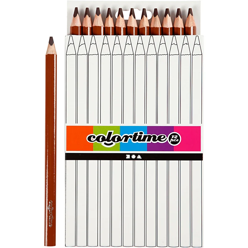 Colortime Färgpennor, L: 17,45 cm, kärna 5 mm, JUMBO, brun, 12 st./ 1 förp. [HOB-38180]