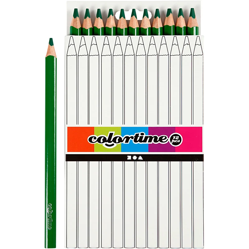 Colortime Färgpennor, L: 17,45 cm, kärna 5 mm, JUMBO, grön, 12 st./ 1 förp. [HOB-38179]