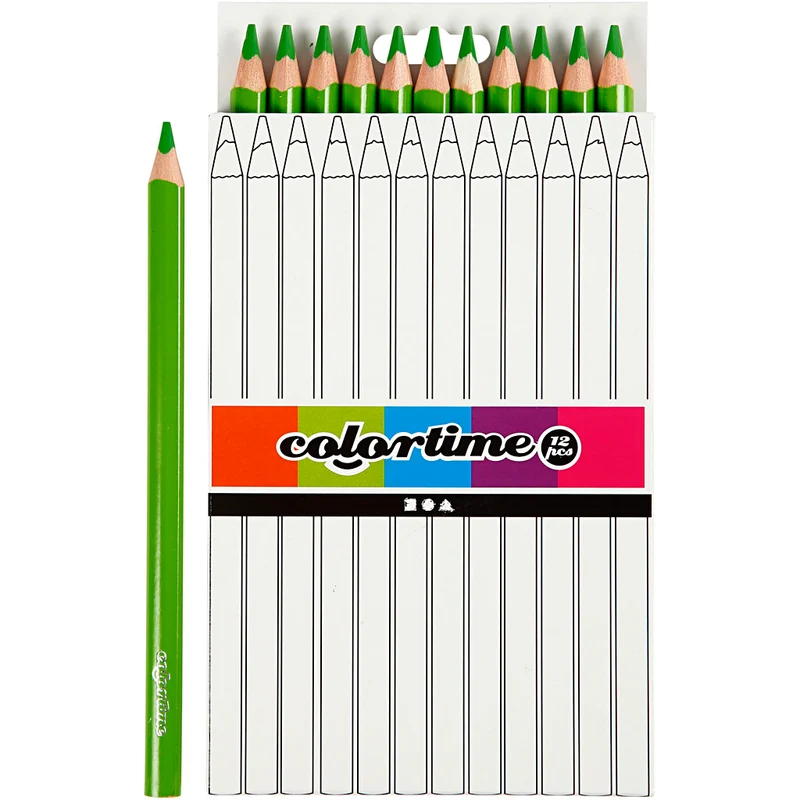 Colortime Färgpennor, L: 17,45 cm, kärna 5 mm, JUMBO, ljusgrön, 12 st./ 1 förp. [HOB-38178]