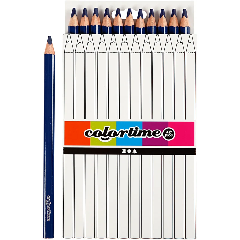 Colortime Färgpennor, L: 17,45 cm, kärna 5 mm, JUMBO, mörkblå, 12 st./ 1 förp. [HOB-38177]