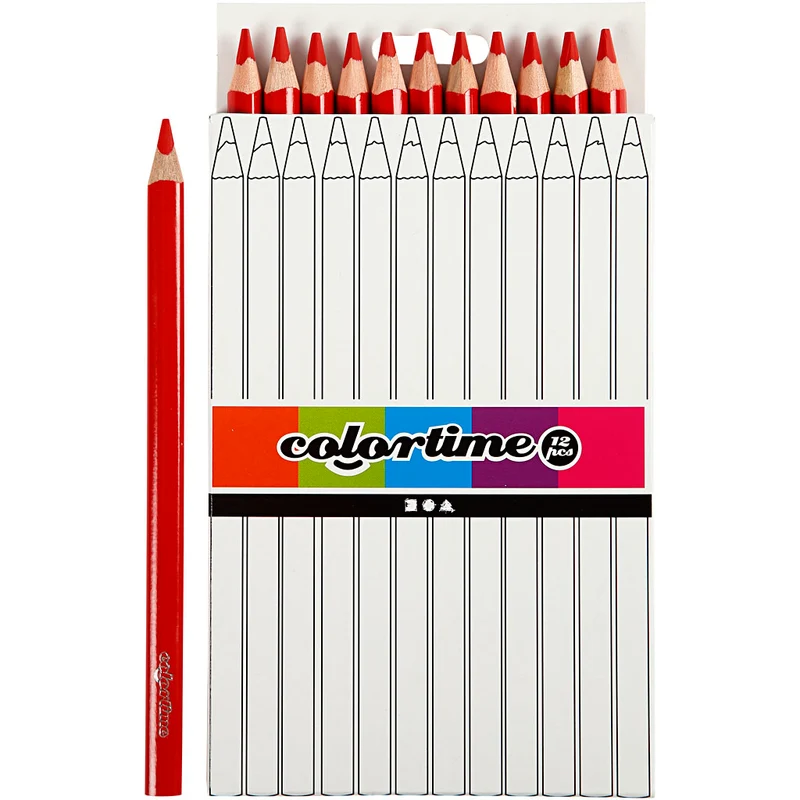Colortime Färgpennor, L: 17,45 cm, kärna 5 mm, JUMBO, röd, 12 st./ 1 förp. [HOB-38172]