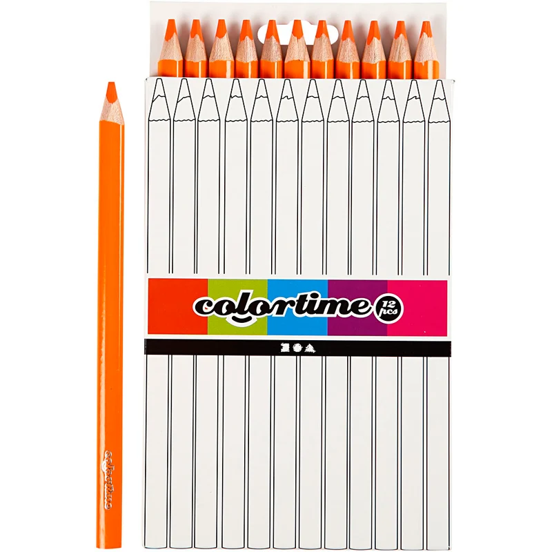 Colortime Färgpennor, L: 17,45 cm, kärna 5 mm, JUMBO, orange, 12 st./ 1 förp. [HOB-38171]