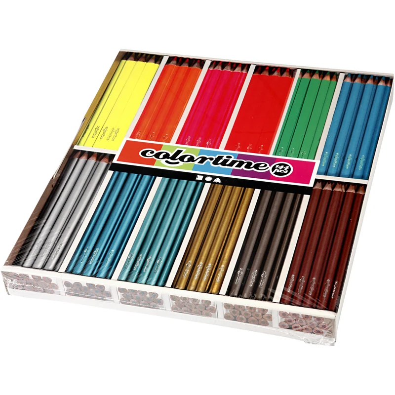 Colortime Färgblyerts, L: 17,45 cm, kärna 3 mm, metallicfärger, neonfärger, 144 st./ 1 förp. [HOB-38098]