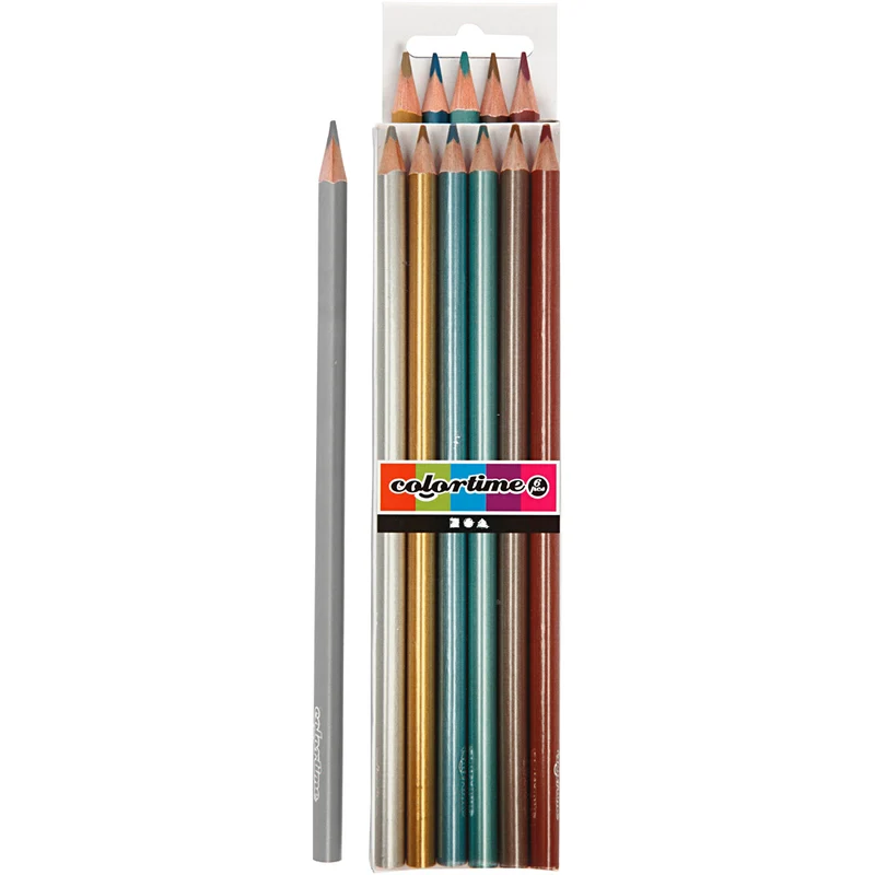 Colortime Färgblyerts, L: 17,45 cm, kärna 3 mm, metallicfärger, 6 st./ 1 förp. [HOB-38097]