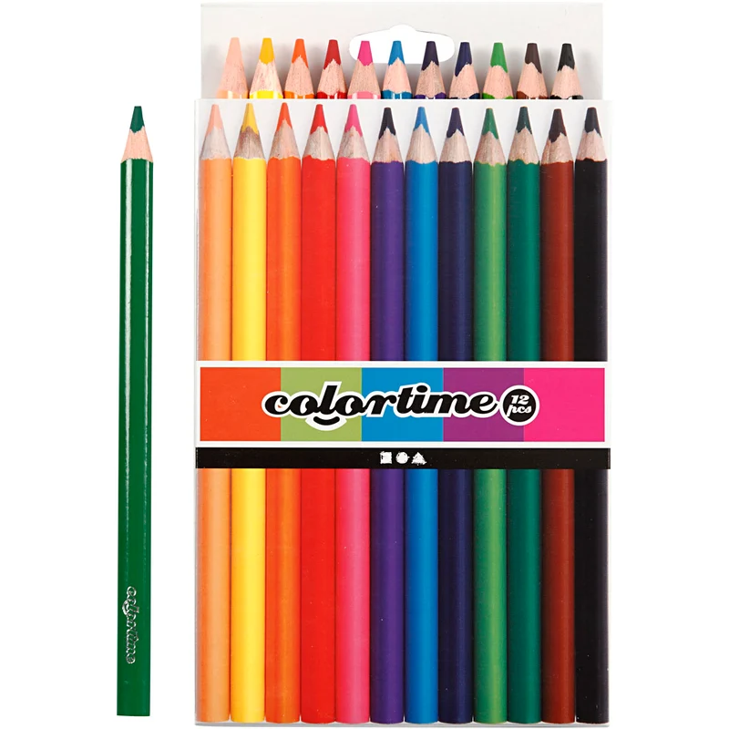 Colortime Färgpennor, L: 17,45 cm, kärna 5 mm, JUMBO, mixade färger, 12 st./ 1 förp. [HOB-38081]