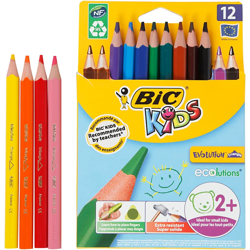 BIC Evolution Färgpennor, L: 14 cm, kärna 5 mm, mixade färger, 12 st./ 1 förp. [HOB-37597]