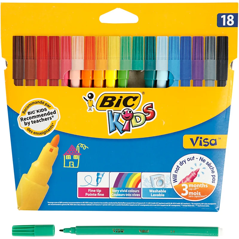 BIC Visa Fin Tusch, spets 1,6 mm, mixade färger, 18 st./ 1 förp. [HOB-37592]