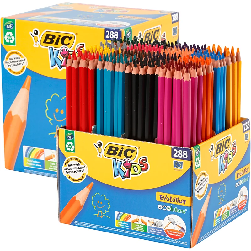 BIC Evolution Färgpennor, L: 17,5 cm, kärna 3 mm, mixade färger, 288 st./ 1 förp. [HOB-37584]