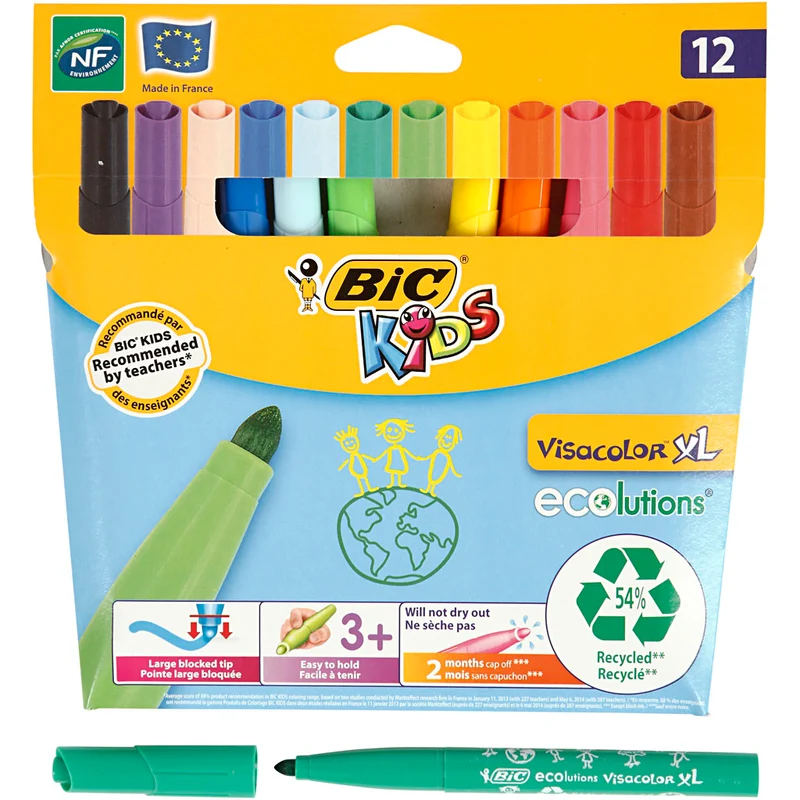 BIC Visa Color Tusch, spets 3 mm, mixade färger, 12 st./ 1 förp. [HOB-37490]
