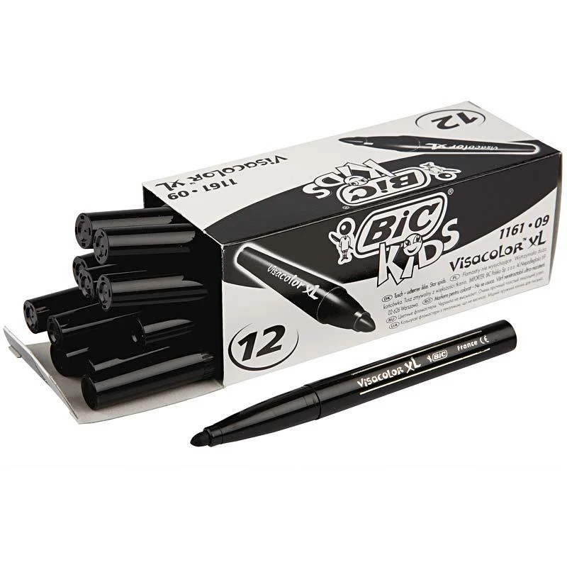 BIC Visa Color Tusch, spets 3 mm, svart, 12 st./ 1 förp. [HOB-37409]