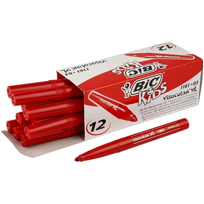BIC Visa Color Tusch, spets 3 mm, röd, 12 st./ 1 förp. [HOB-37403]